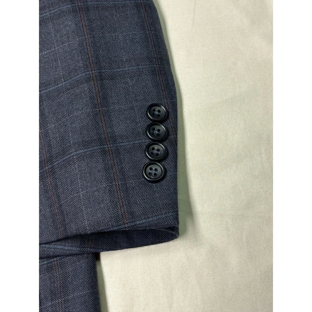 Jos A Bank Signature Collection‎ Gray Plaid 100% Wool Blazer Sport Coat Mens 46R